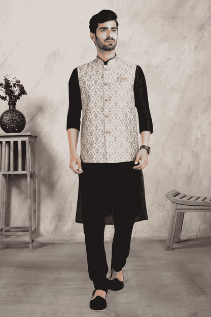 Light Pink Colour Banarasi Silk Digital Printed Kurta Pajama With Jacket