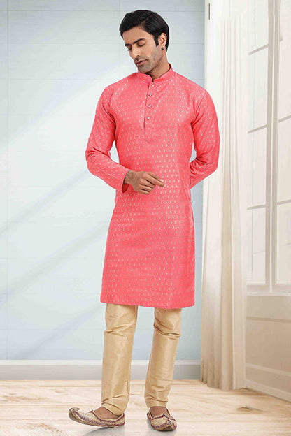 Light Pink Colour Kurta Pajama In Jacquard KP1210274