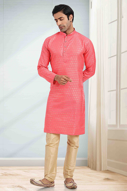 Light Pink Colour Kurta Pajama In Jacquard KP1210274
