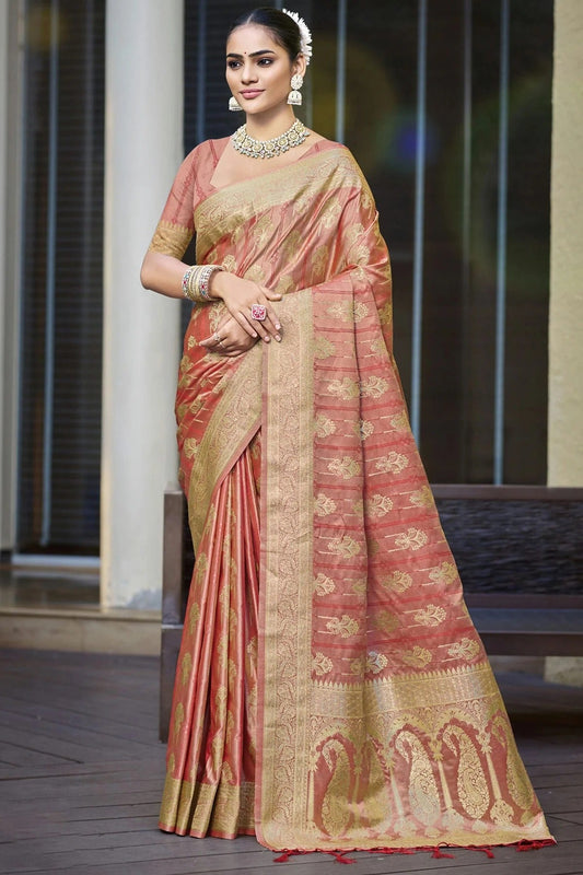 Light Pink Colour Woven Work Satin Silk Traditional Saree SD1103207