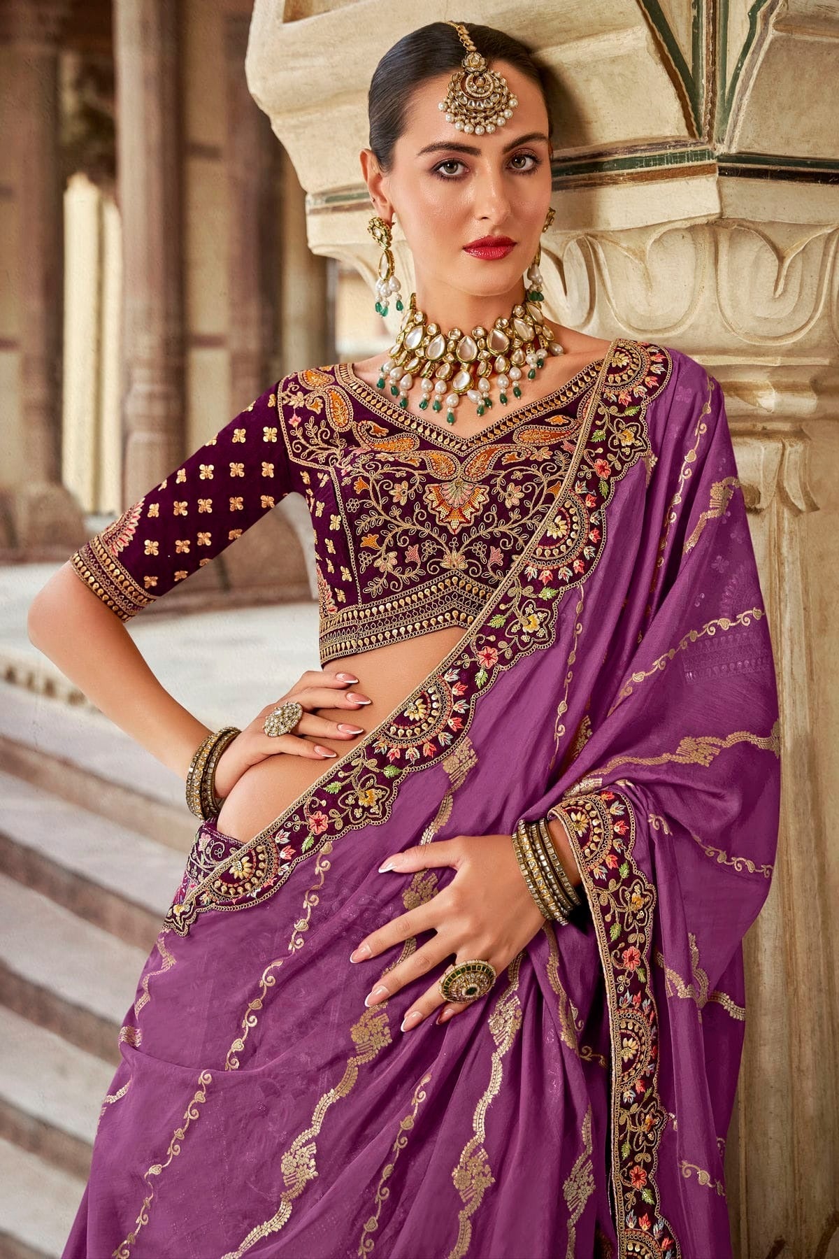 Light Purple Colour Banarasi Silk Bridal Lehenga Choli LC1290102 A