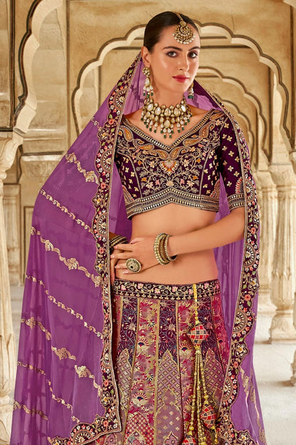 Light Purple Colour Banarasi Silk Bridal Lehenga Choli LC1290102 B