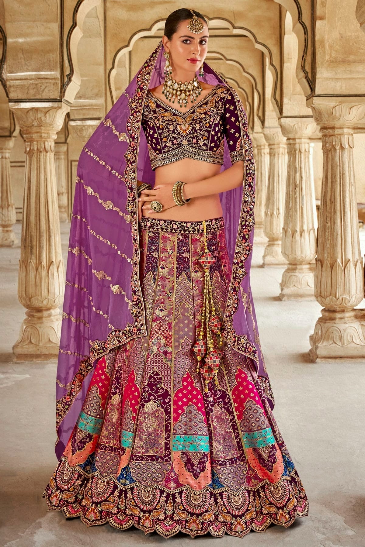 Light Purple Colour Banarasi Silk Bridal Lehenga Choli LC1290102