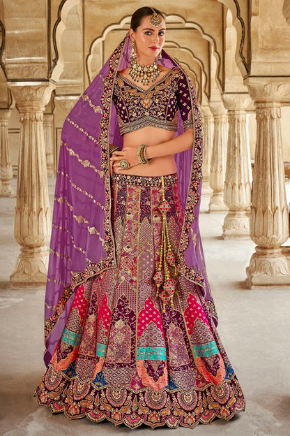 Light Purple Colour Banarasi Silk Bridal Lehenga Choli LC1290102