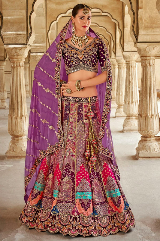 Light Purple Colour Banarasi Silk Bridal Lehenga Choli LC1290102