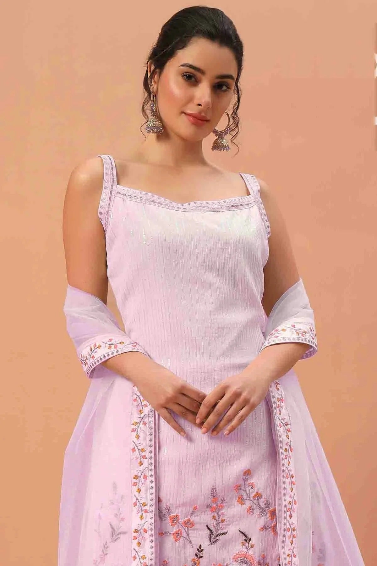 Light Purple Colour Georgette Stitched Sharara Suit SS1140743 A