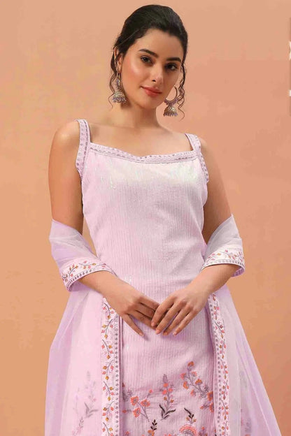 Light Purple Colour Georgette Stitched Sharara Suit SS1140743 A