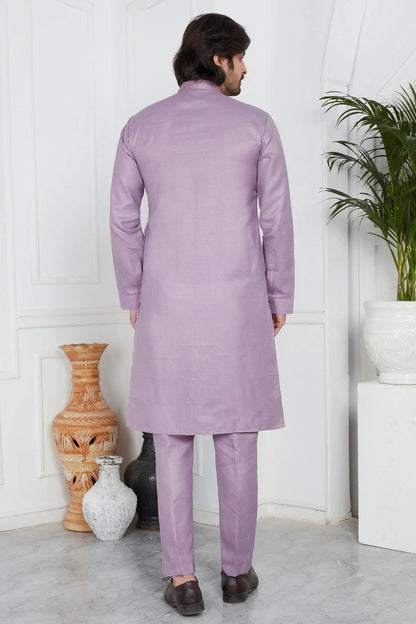 Light Purple Colour Linen Cotton Pintex Work Kurta Pajama KP1230121 B