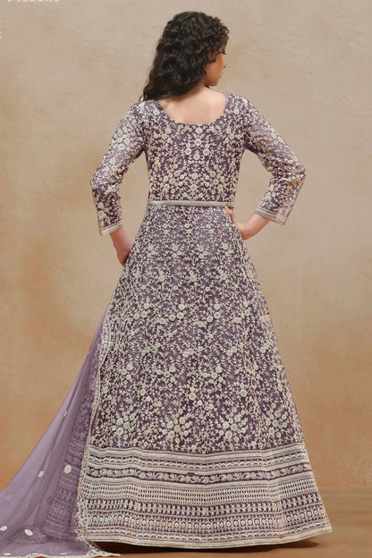 Light Purple Colour Net Semi Stitched Anarkali Suit SM1050622 A