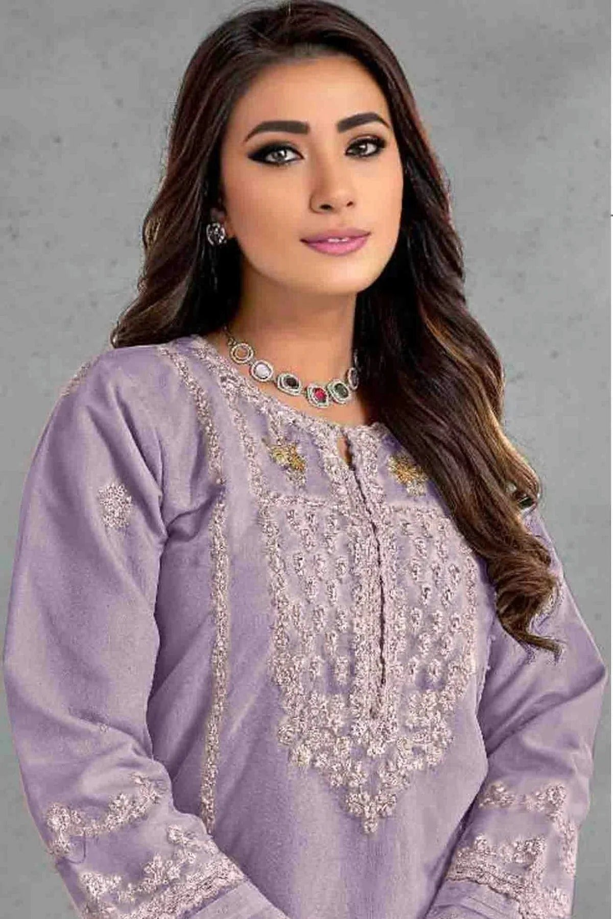 Light Purple Colour Organza Pakistani Suit SM1140820 A