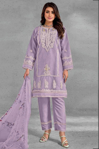 Light Purple Colour Organza Pakistani Suit SM1140820