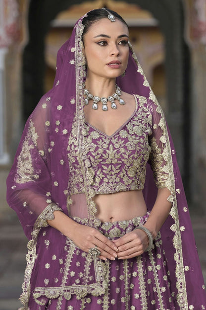 Light Purple Colour Semi Stitched Butterfly Net Lehenga Choli LC1112513 A