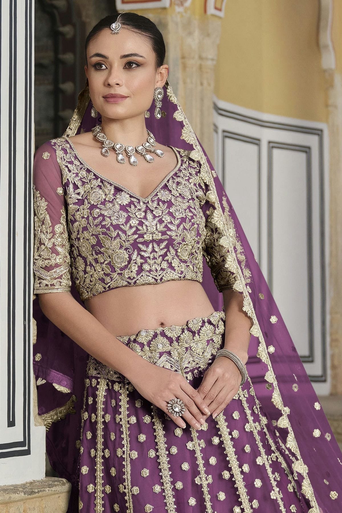 Light Purple Colour Semi Stitched Butterfly Net Lehenga Choli LC1112513 B