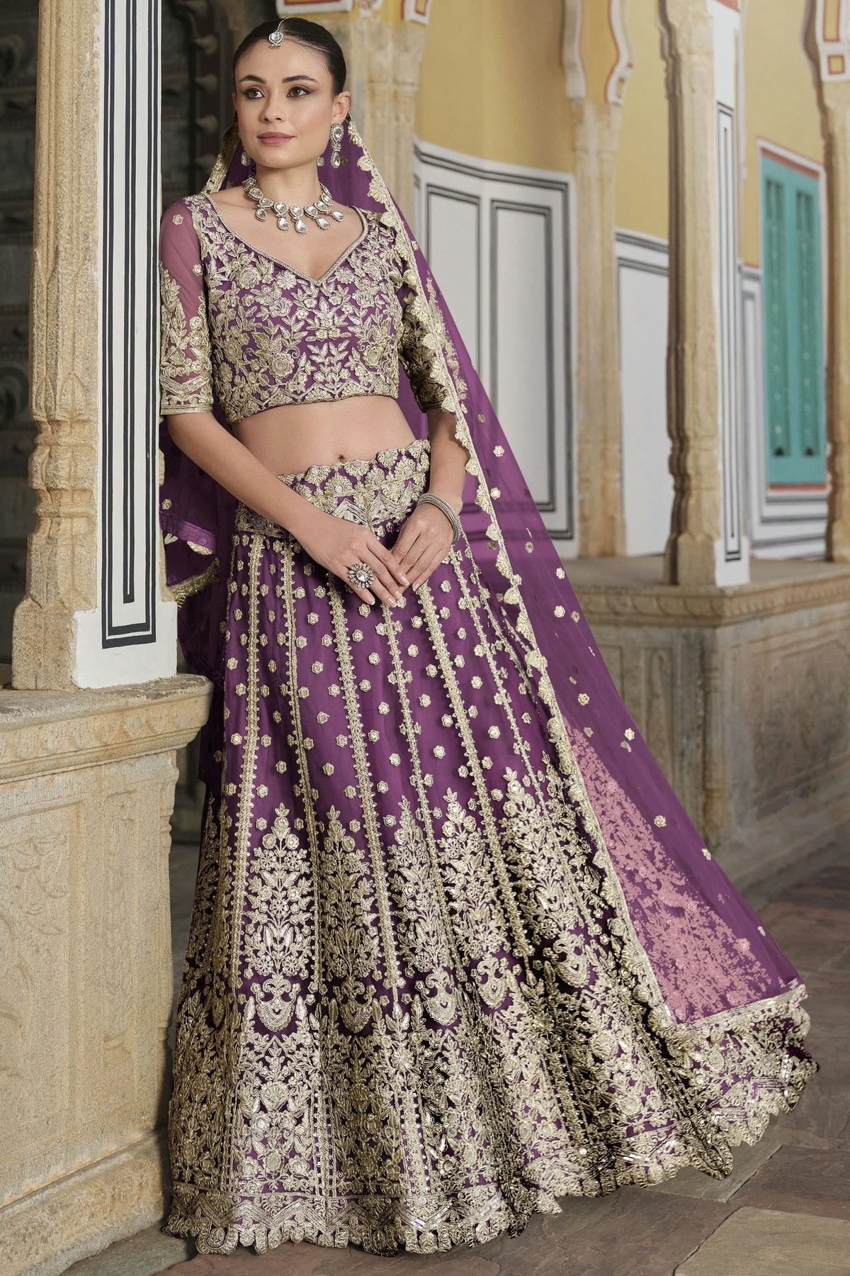 Light Purple Colour Semi Stitched Butterfly Net Lehenga Choli LC1112513