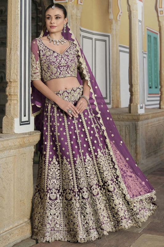 Light Purple Colour Semi Stitched Butterfly Net Lehenga Choli LC1112513