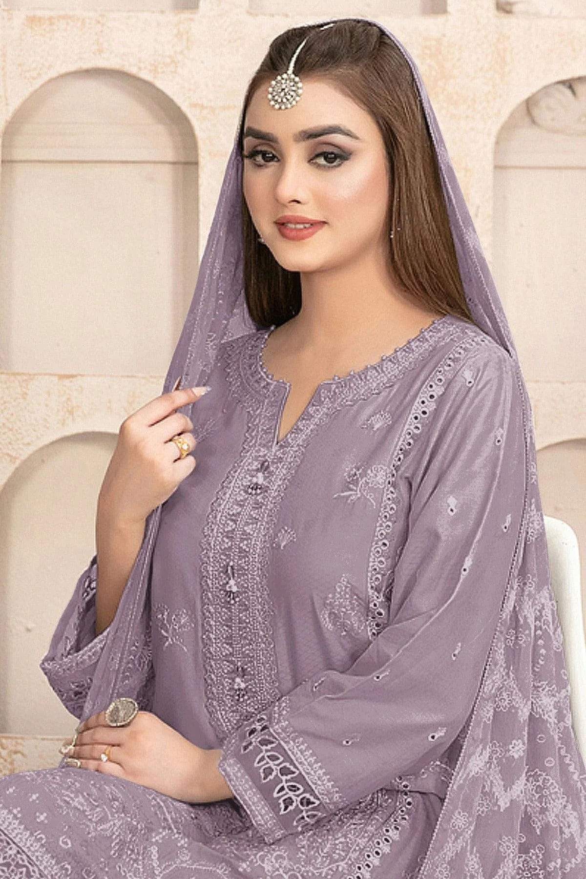 Light Purple Colour Semi Stitched Faux Georgette Pakistani Suit SM1140183 A