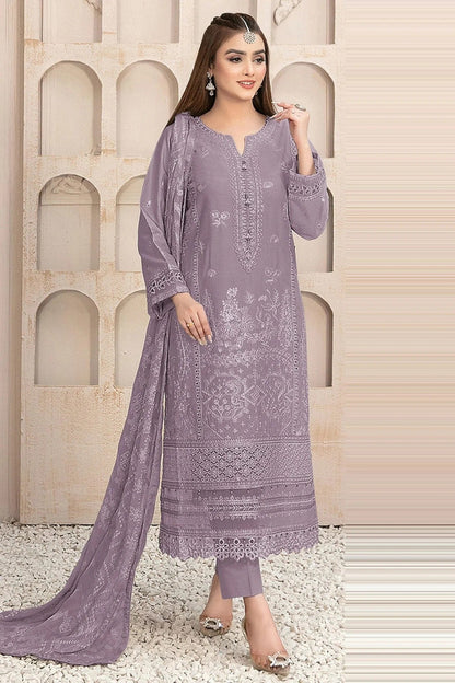Light Purple Colour Semi Stitched Faux Georgette Pakistani Suit SM1140183