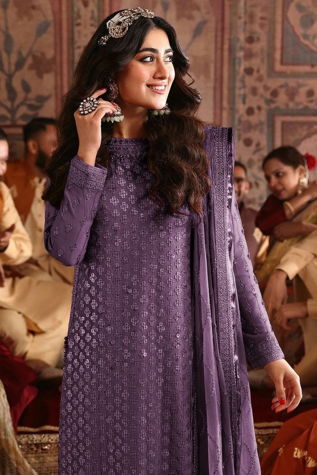 Light Purple Colour Semi Stitched Faux Georgette Pakistani Suit SM1140218 A