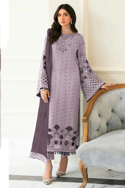 Light Purple Colour Semi Stitched Faux Georgette Pakistani Suit SM1140227