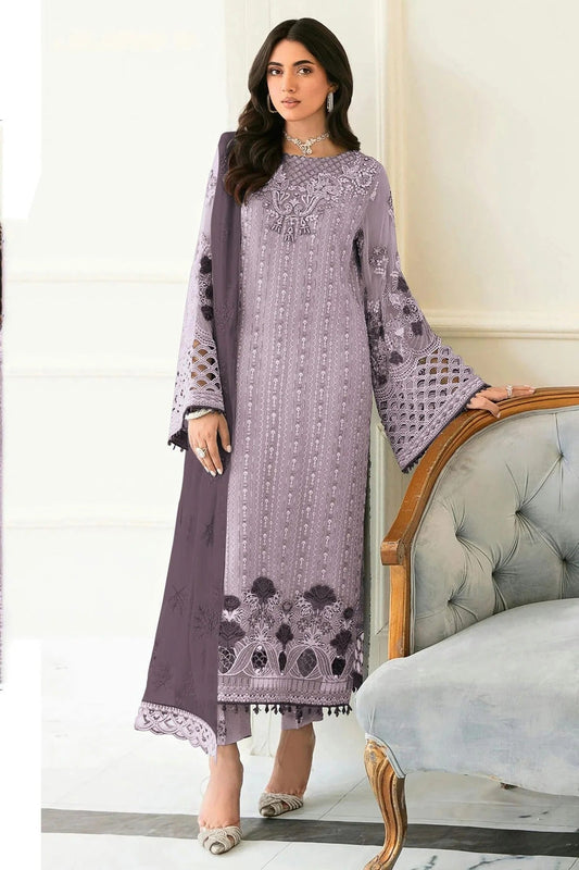 Light Purple Colour Semi Stitched Faux Georgette Pakistani Suit SM1140227
