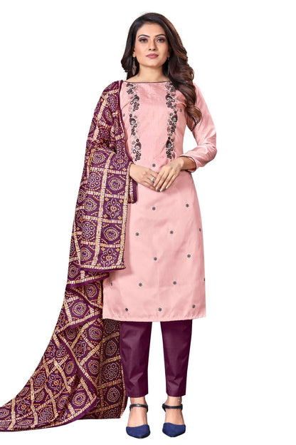 Light Purple Colour Unstitched Silk Straight Suit US1160631