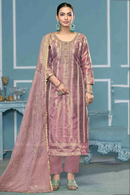 Light Purple Colour Viscose Organza Pant Style Suit SM1113193