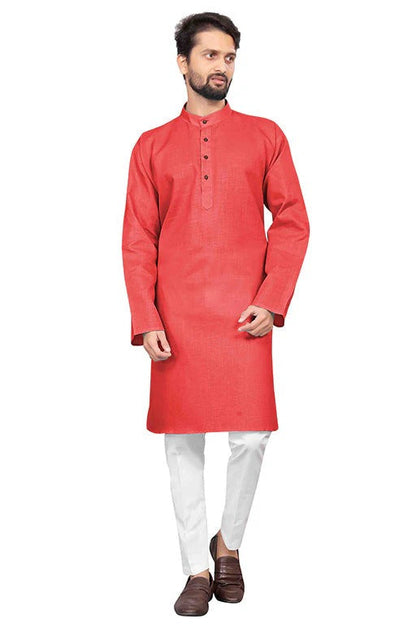 Light Red Colour Kurta Pajama In Cotton KP1210205