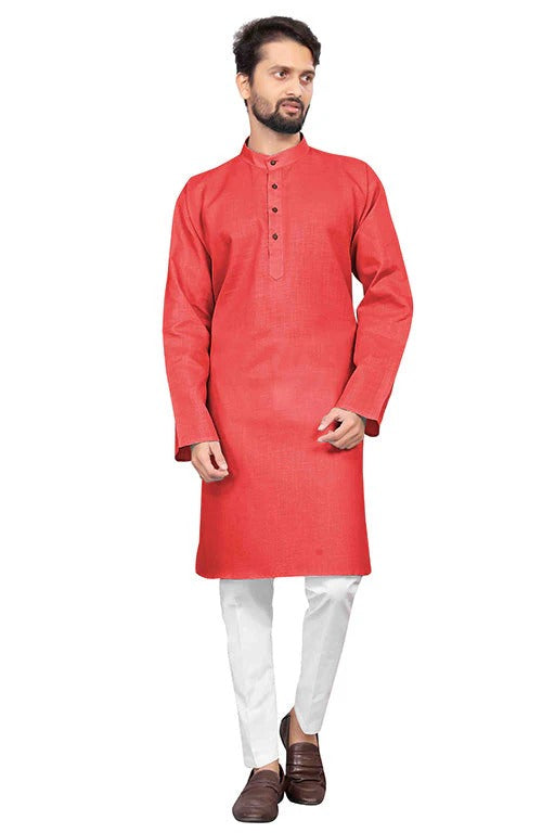 Light Red Colour Kurta Pajama In Cotton KP1210205