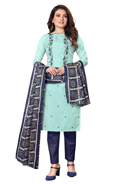 Light Sea Green Colour Unstitched Silk Straight Suit US1160632