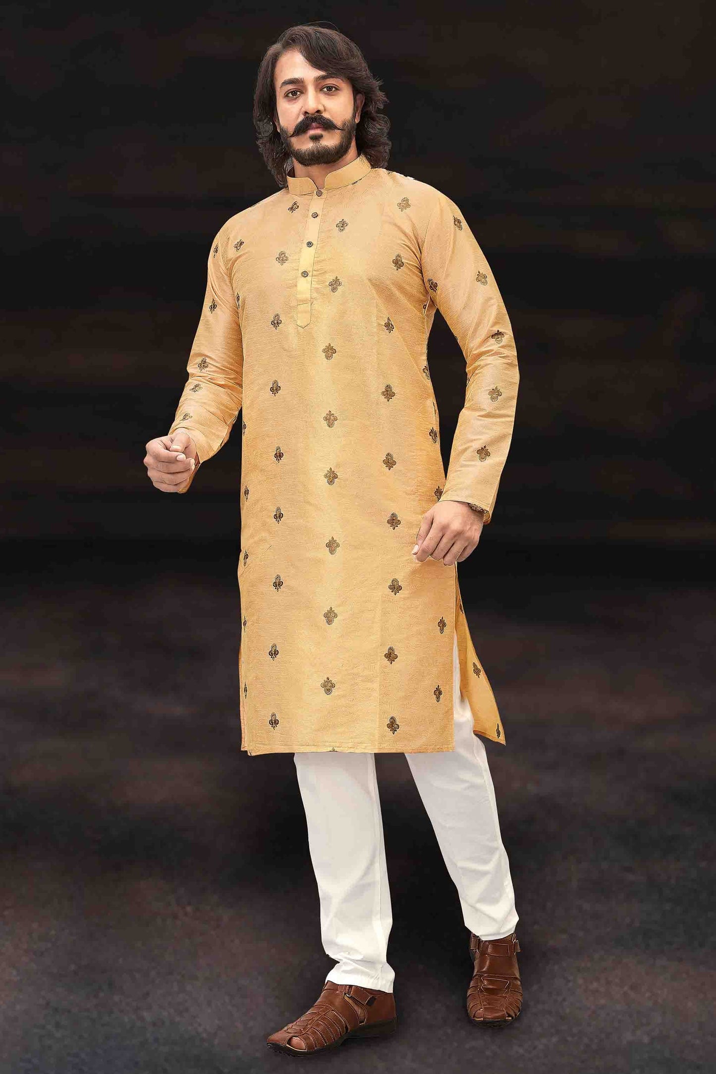 Light Yellow Colour Kurta Pajama In Art Silk KP1210003
