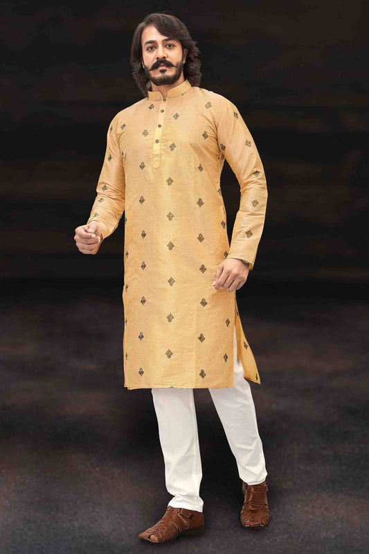 Light Yellow Colour Kurta Pajama In Art Silk KP1210003