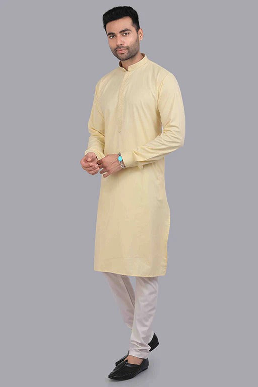 Light Yellow Colour Kurta Pajama In Cotton KP1210177