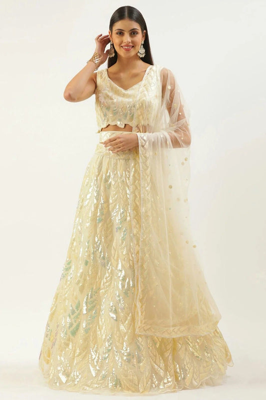 Light Yellow Colour Soft Net Lehenga Choli LC1010303