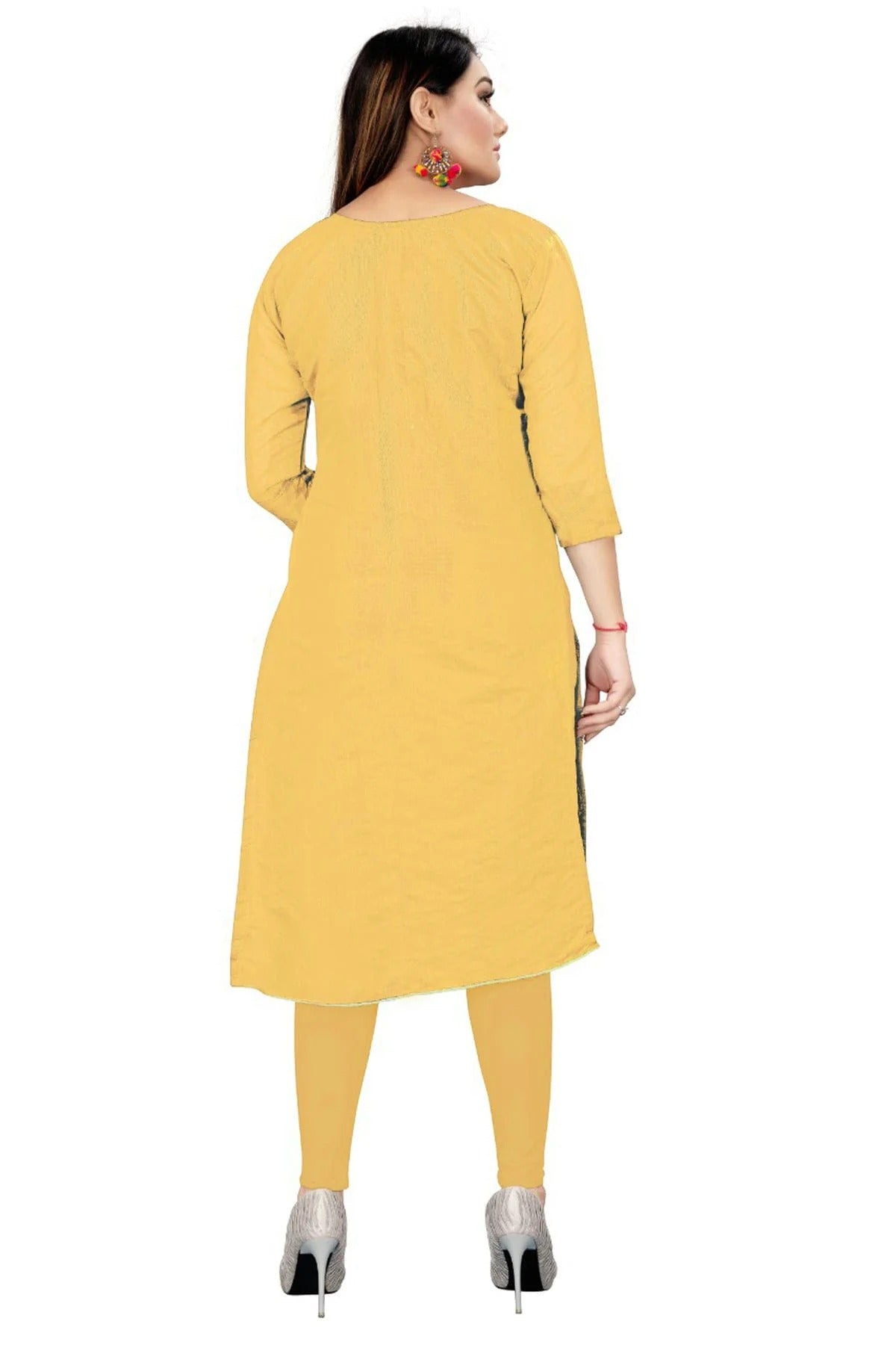 Light Yellow Colour Unstitched Chanderi Straight Suit US1160733 A