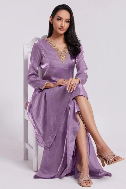 Lilac Colour Pure Organza Indo Western Dress TP1080913 B