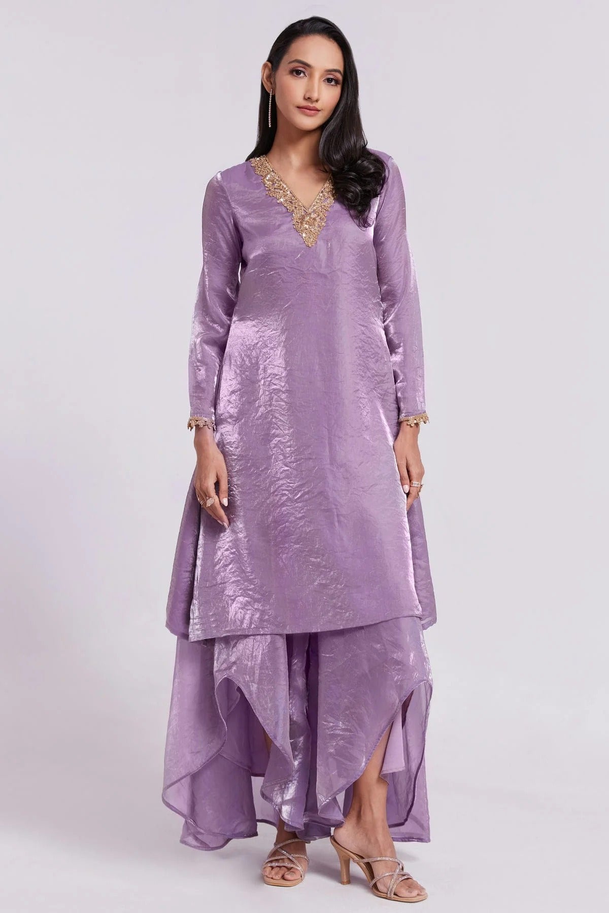 Lilac Colour Pure Organza Indo Western Dress TP1080913