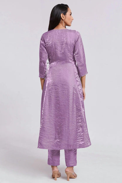 Lilac Colour Pure Organza Indo Western Dress TP1080916 A