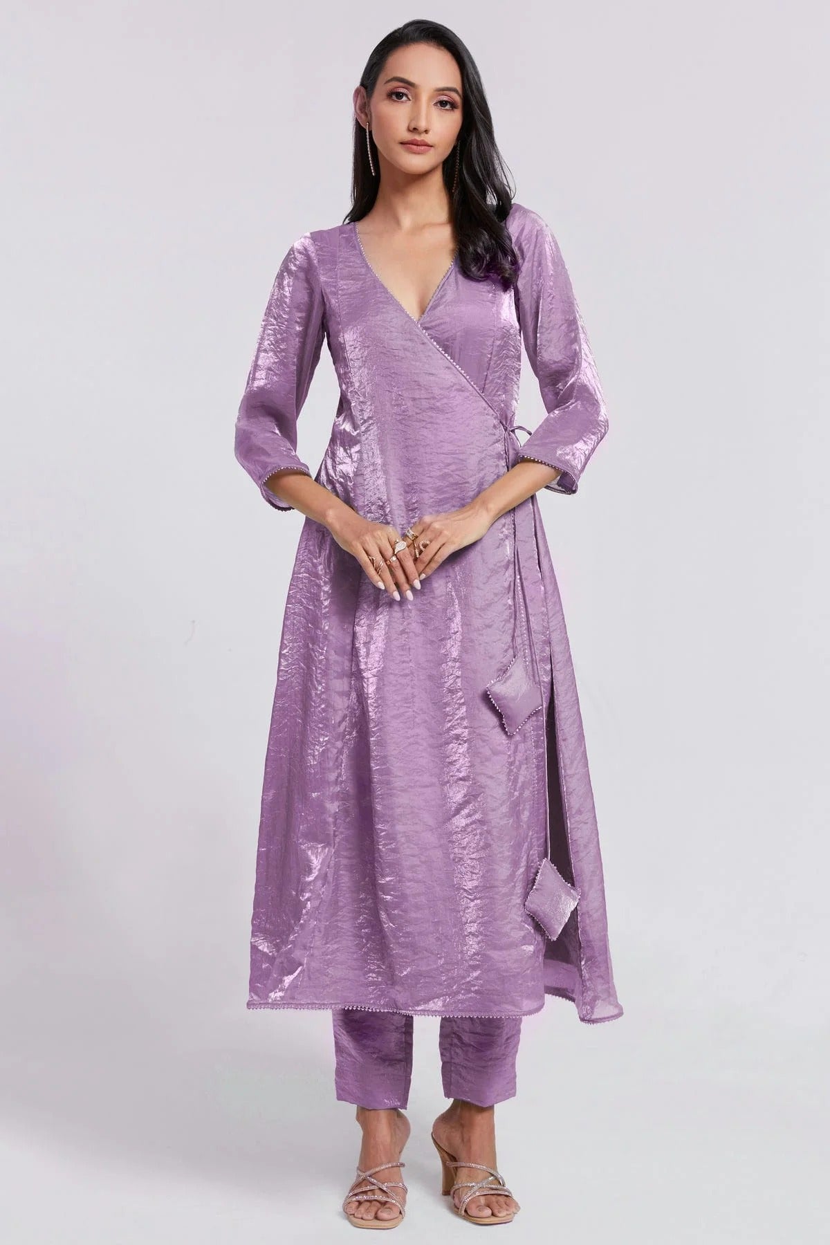 Lilac Colour Pure Organza Indo Western Dress TP1080916