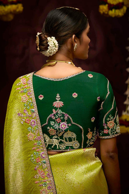 Lime Green Colour Banarasi Kanjivram Designer Saree SD1290214 A