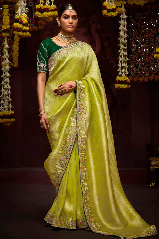 Lime Green Colour Banarasi Kanjivram Designer Saree SD1290214