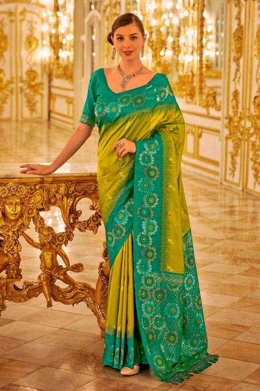 Lime Green Colour Banarasi Silk Saree SD1110343