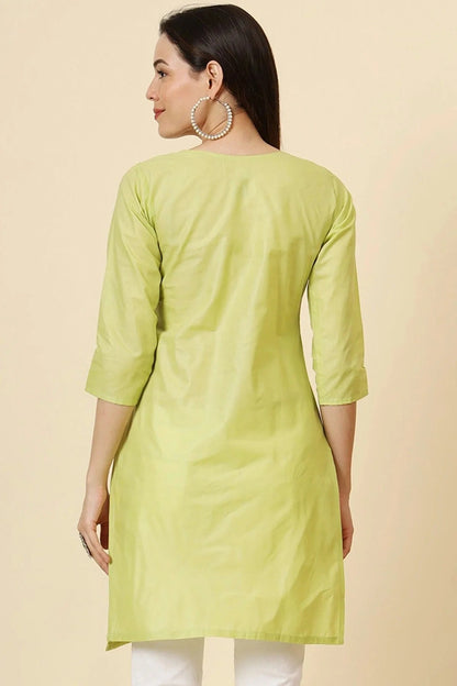 Lime Green Colour Cotton Readymade Top TP1110877 A