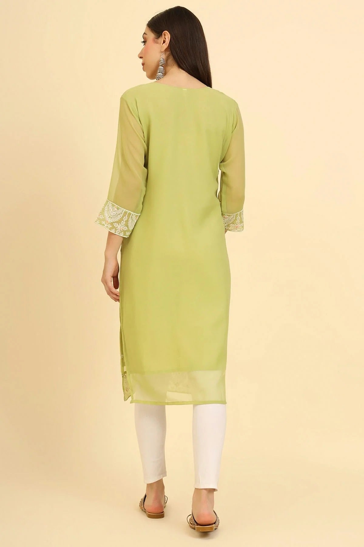Lime Green Colour Georgette Kurti KR1111230 A