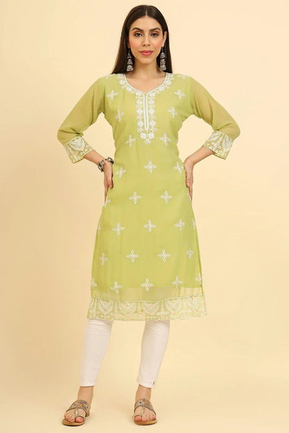 Lime Green Colour Georgette Kurti KR1111230