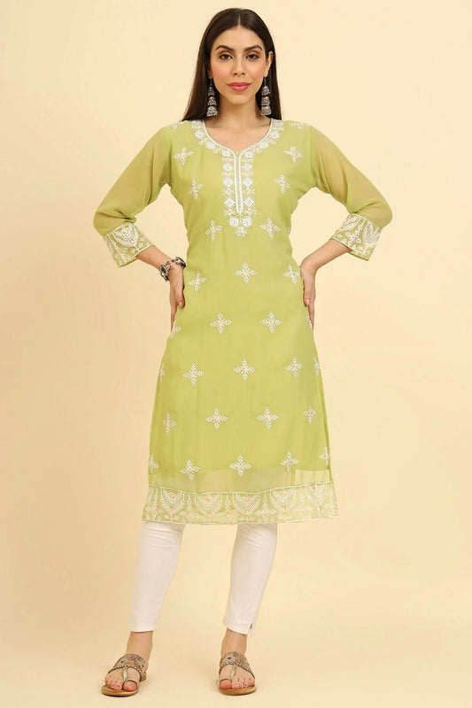 Lime Green Colour Georgette Kurti KR1111230