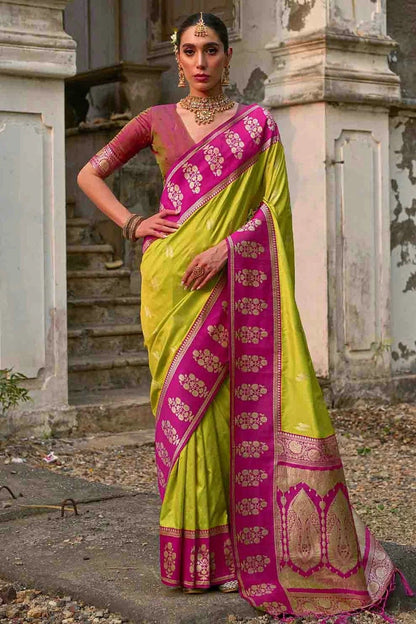 Lime Green Colour Kanchi Silk Traditional Saree SD1260056