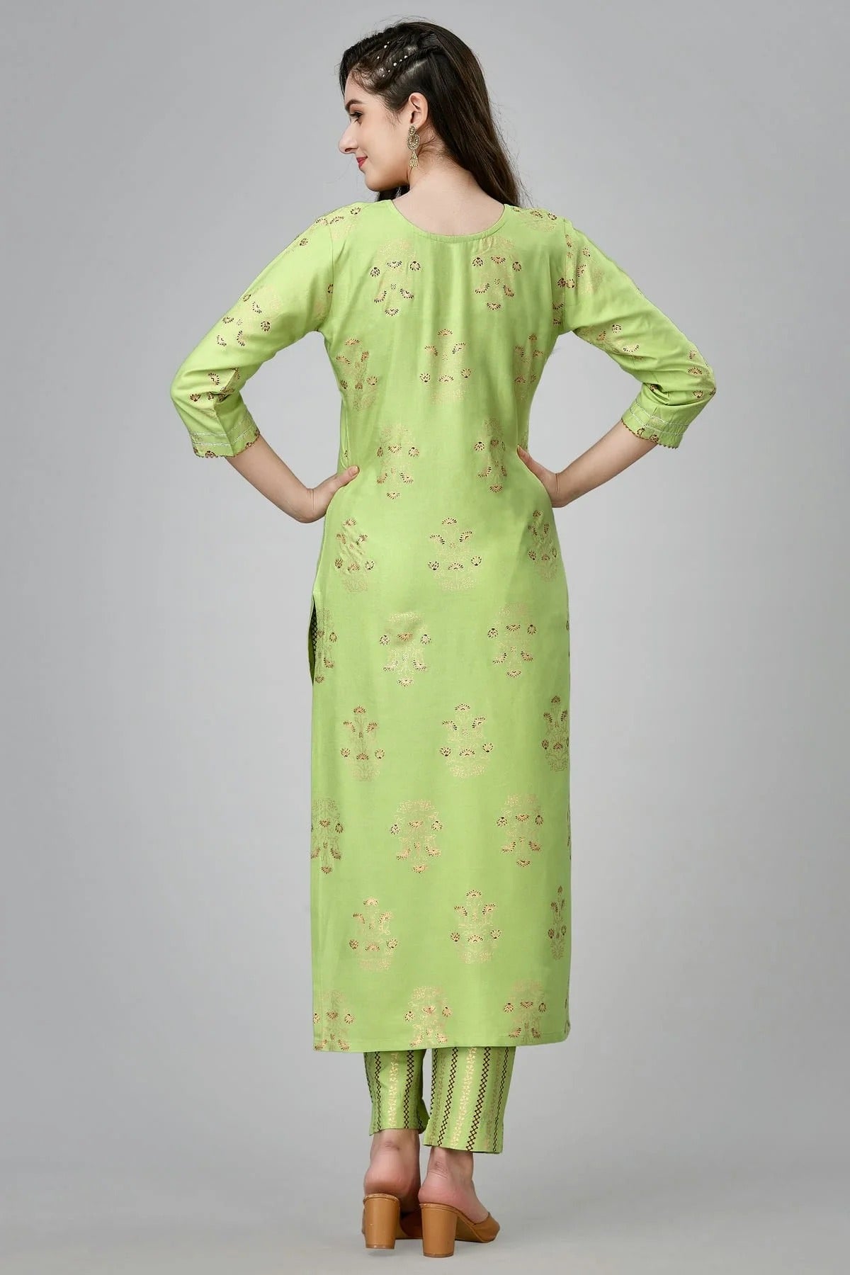 Lime Green Colour Rayon Kurta And Pant Set KR1111320 A