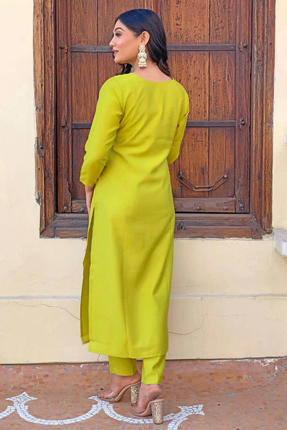 Lime Green Colour Rayon Stitched Salwar Suit SS1112033 A