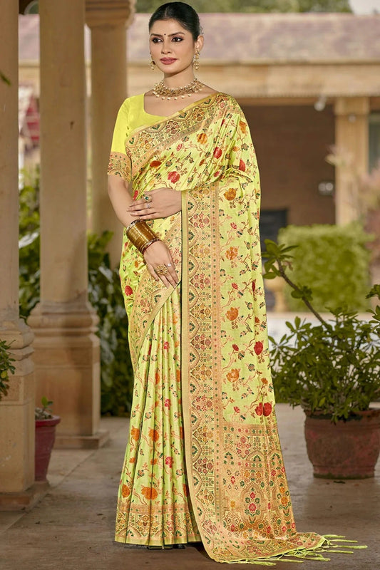 Lime Green Colour Silk Traditional Saree SD1102653