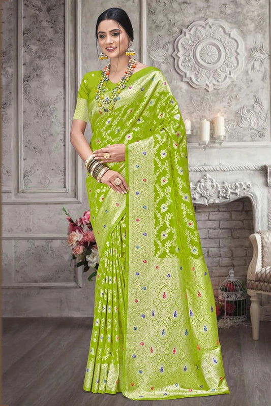 Lime Green Colour Silk Traditional Saree SD1102706